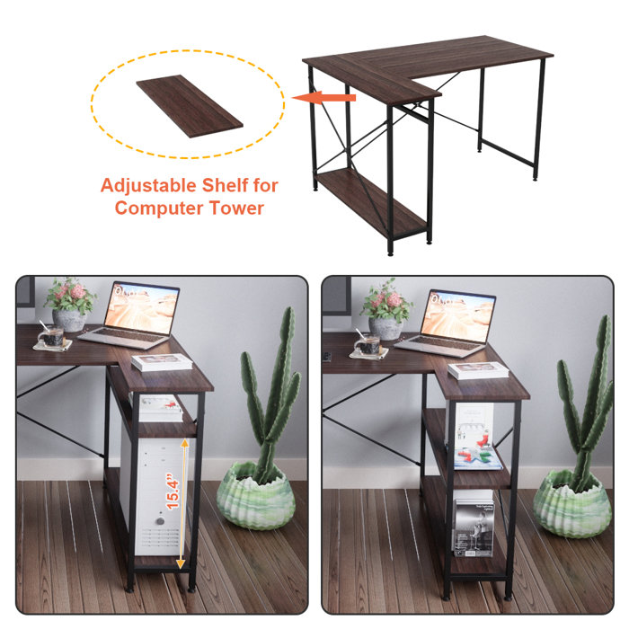 17 Stories Atia LShaped Metal Base Computer Desk & Reviews Wayfair